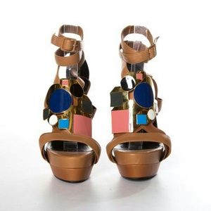 Pierre Hardy Tan & Color Block Sandals